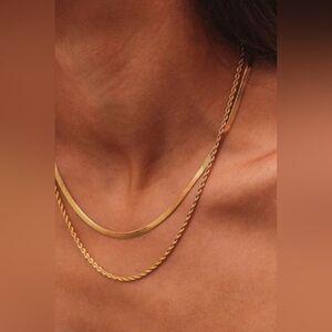 Herringbone Layered Rope Chain Necklace